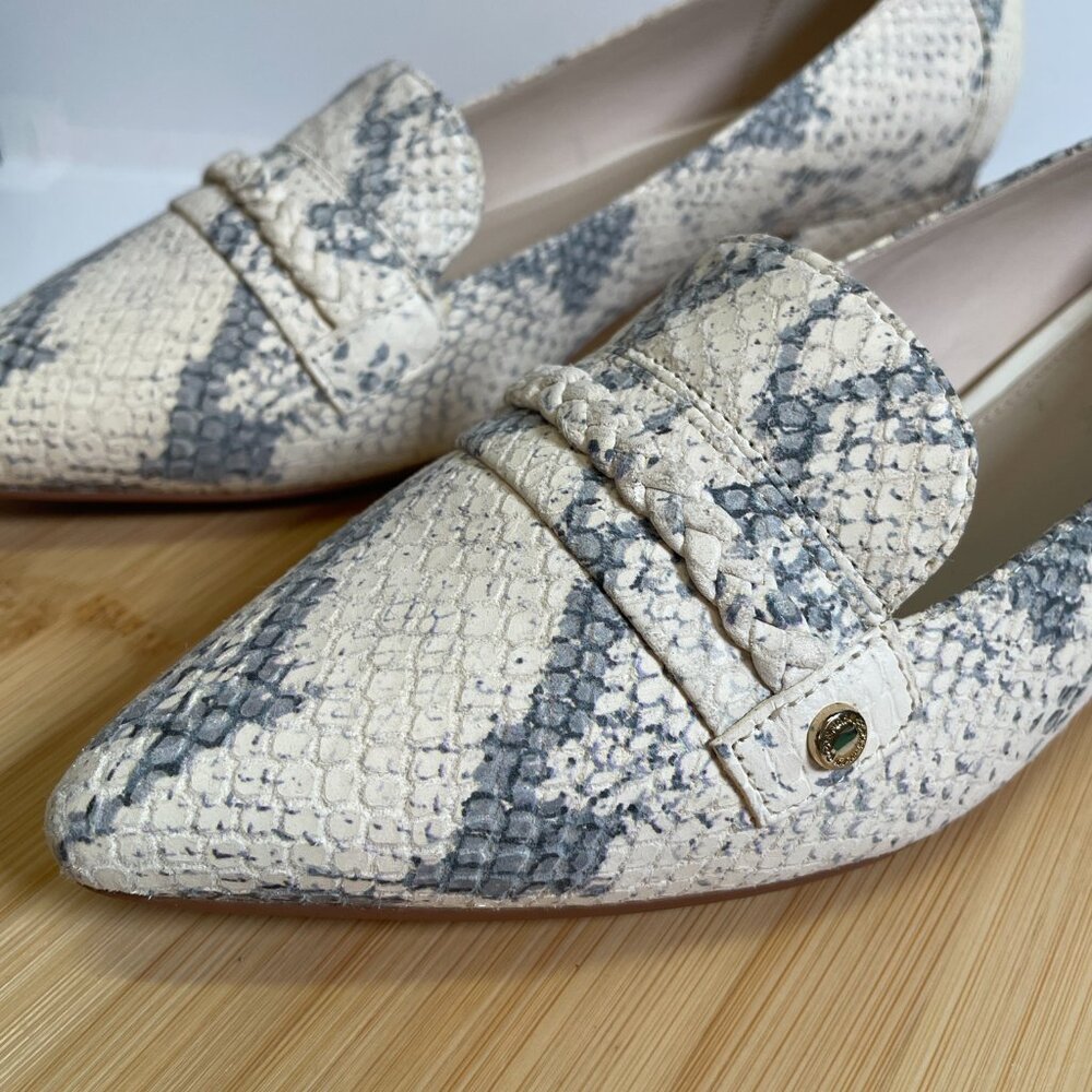 Cole Haan Women 7 White Mabel Skimmer Snake Embossed Leather Pumps Pointed Toe - Picture 2 of 10